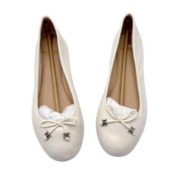 Sam Edelman Felicia Luxe Ballet Flats White Leather Bow Detail NWB – Size 8.5 - Picture 1 of 5